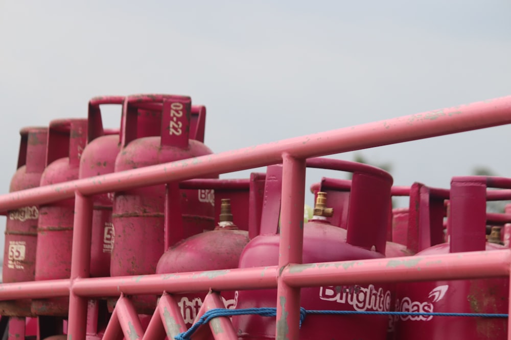 Cooking gas cylinders racked and ready for delivery